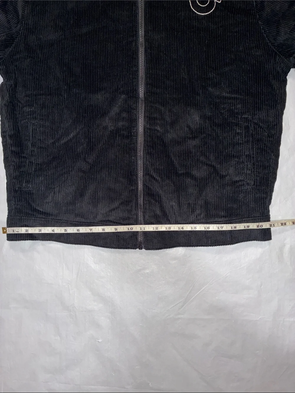 True Religion Black Hooded Corduroy Zip-Up Jacket